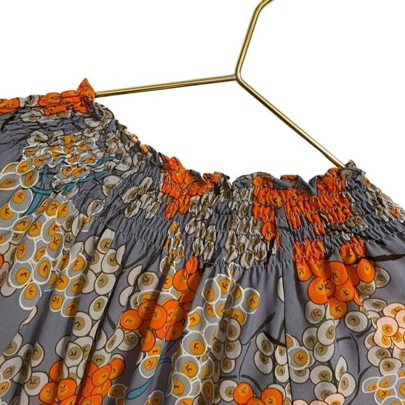 Traffic People Corrine Midi Dress In Grey Floral Berry Ballon Sleeves Size XS - Picture 8 of 9